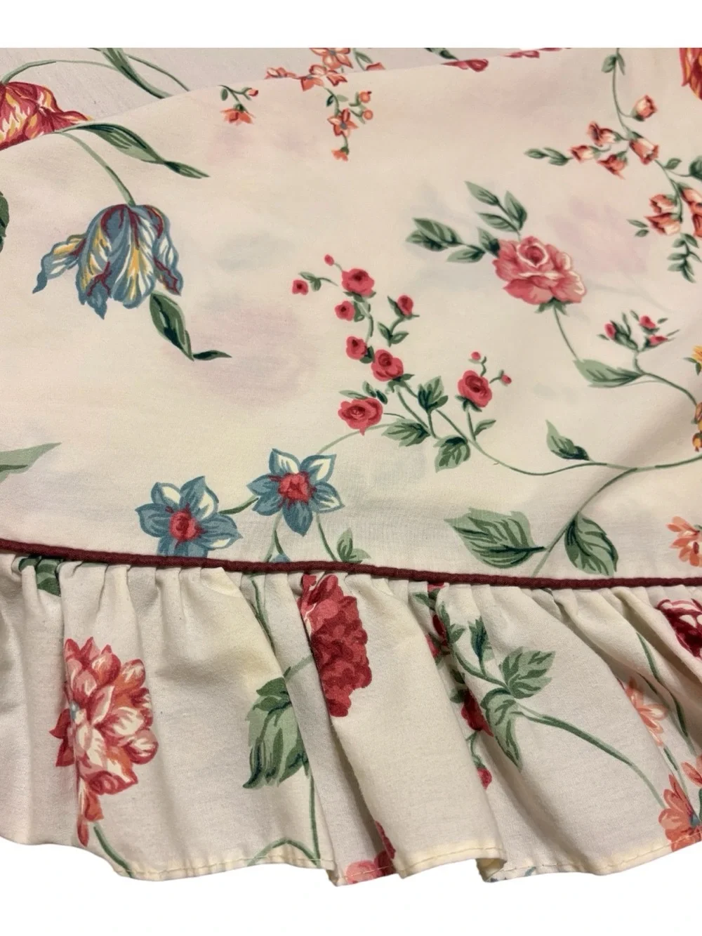 Vint Croscill Floral “Iris” Twin Sheet Set Flat Fitted Pink Tulip Morning Glory
